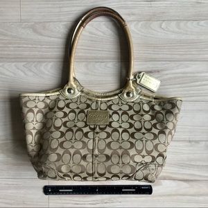Coach Signature Bleecker Tote with Gold Trim